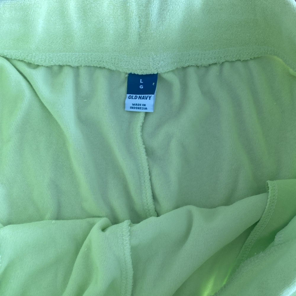 Women's old Navy highlighter Neon Green Shorts. Large. Terry cloth. EUC ☀️ - Picture 2 of 2
